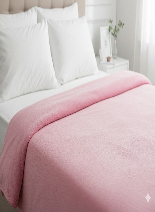 DORMICO Double Fleece Blanket 200x240cm Microfiber Soft Warm Lightweight Breathable Plain Pink - Image 2